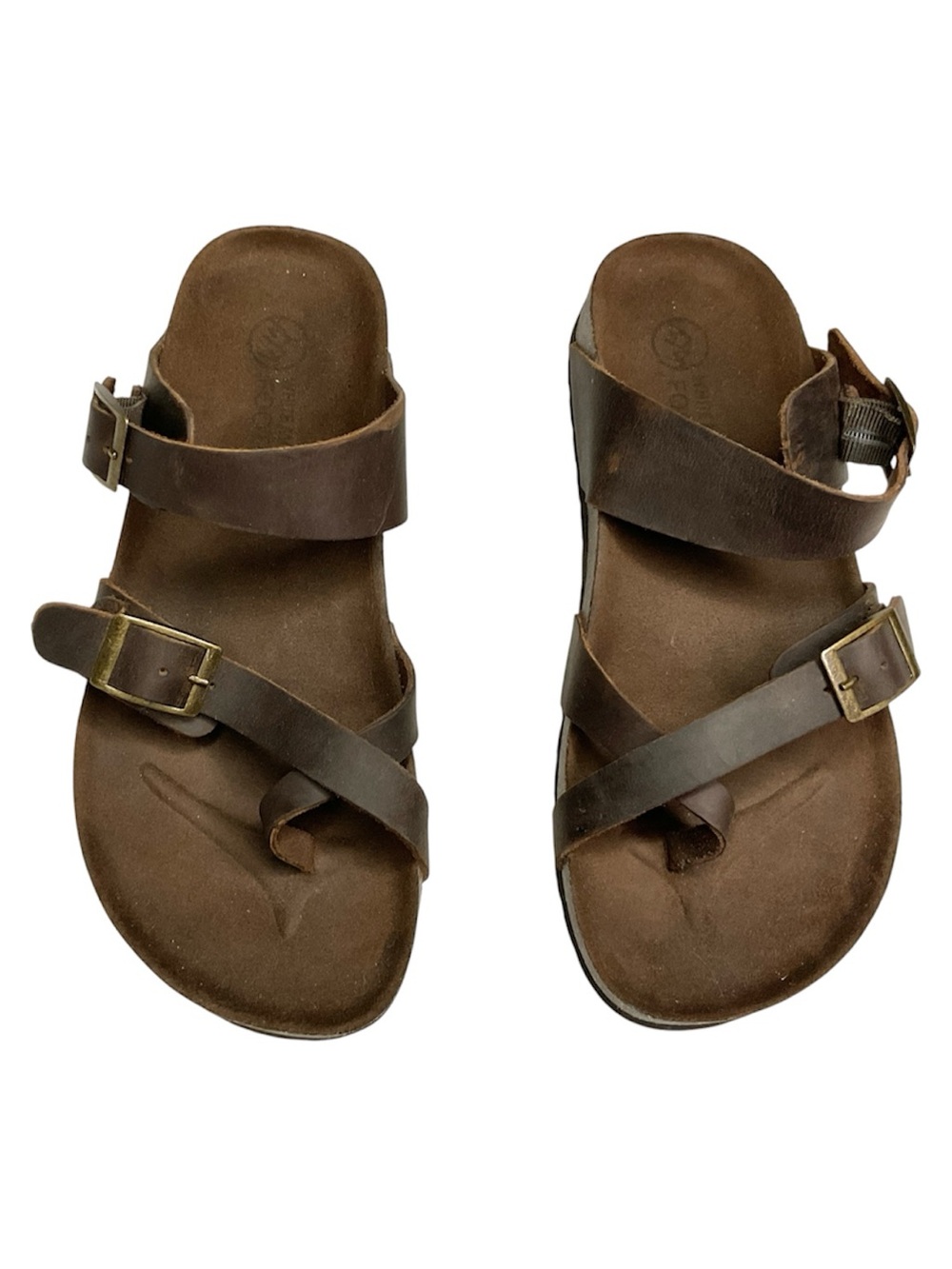 White Mountain Brown Leather Buckle Slide Sandals Like New US Size 8